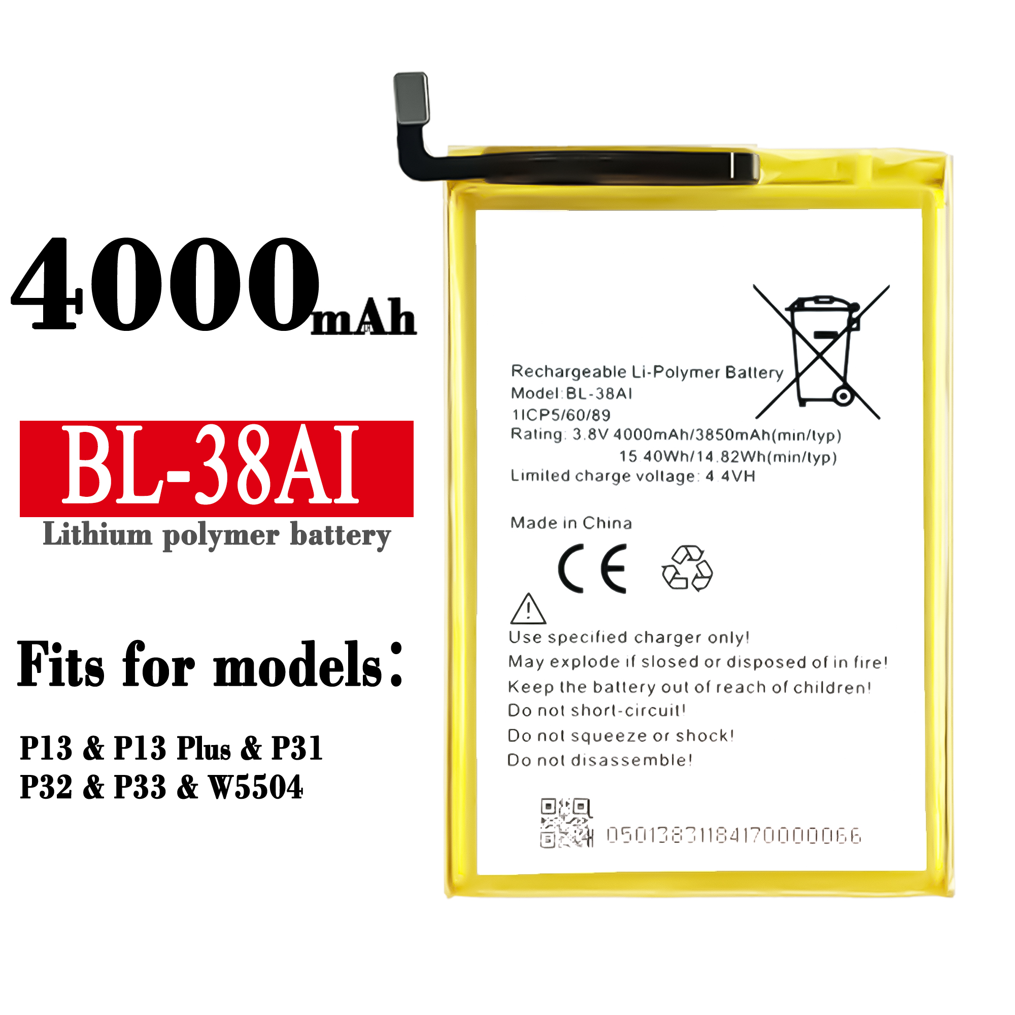 Mobile Battery for Itel P32 Itel BL-38AI - 4000mAh