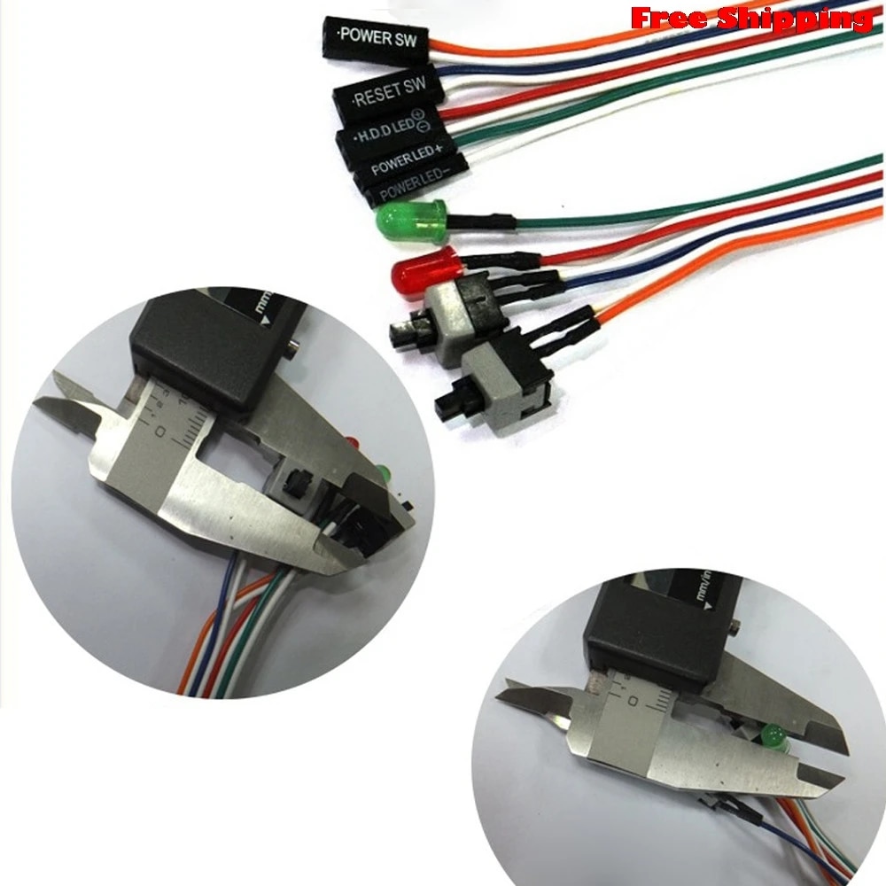 vovotrade ATX PC Compute Motherboard Power Cable 2 Switch On/Off/Reset with LED Light 68CM Replacement. 