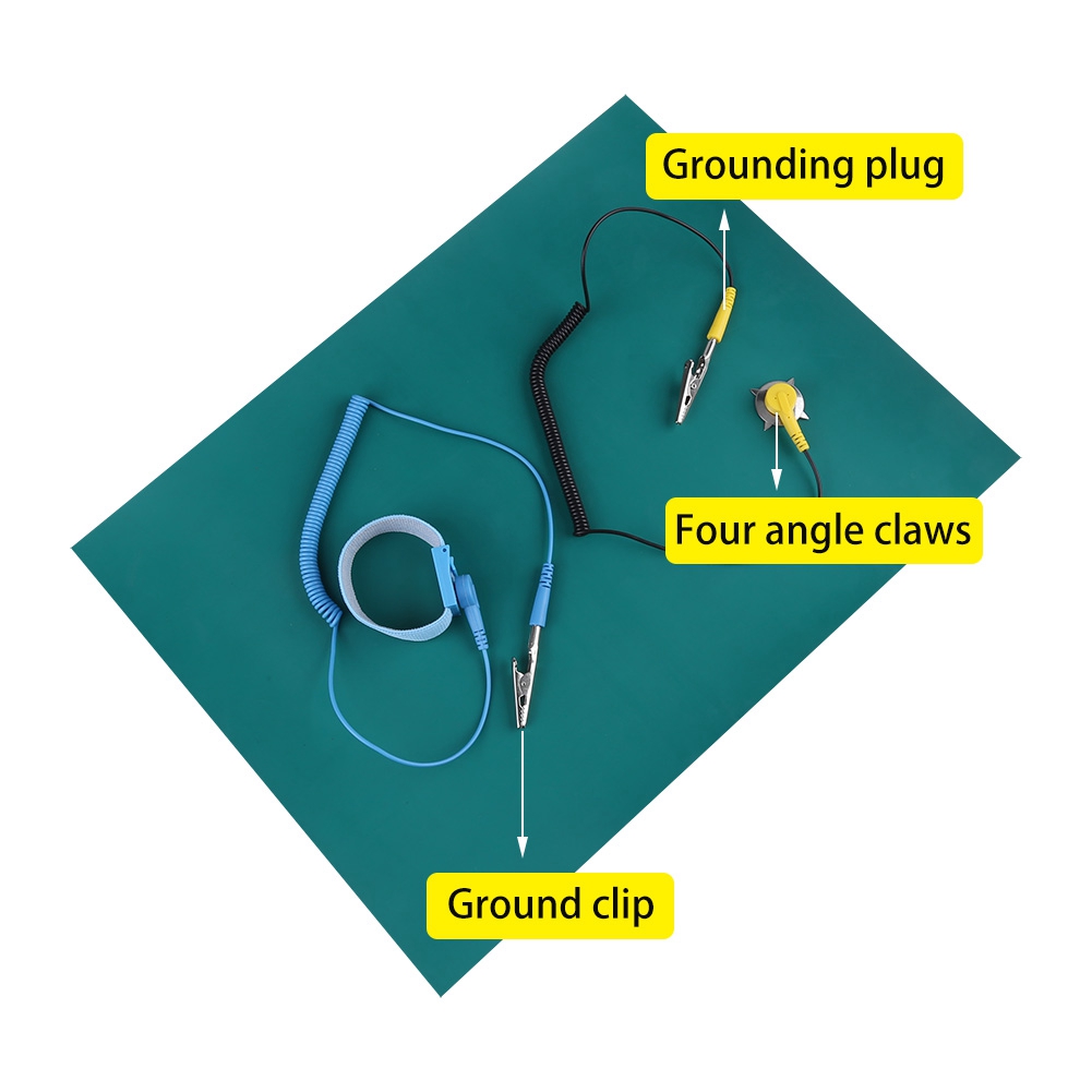 Anti Static Mat Electrostatic Discharge Anti-Static Wrist Strap Ground Wire Mat Set for CellPhone Repair. 