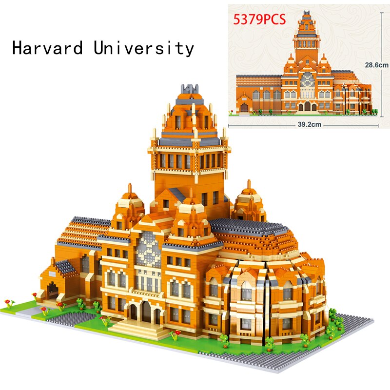 Famous Harvard University of Cambridge Architecture Micro Building Block Brick MIT Oxford Tokyo Institute Technology College. 