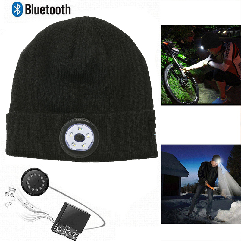 ♬Bluetooth Beanie Hat With LightMusical Knitted Washable Cap With Headphone Built-In Stereo Speakers & Mic For Running Hiking For Men Women Teens 2 Levels Of Brightness And Sos-Mode Emergency. 