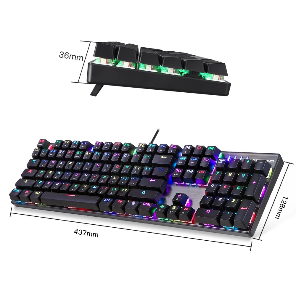 Motospeed CK104 Gaming Mechanical Keyboard 104 Keys RGB Backlit Wired Computer Office Typing Keyboards Red Switch For PC Laptop. 