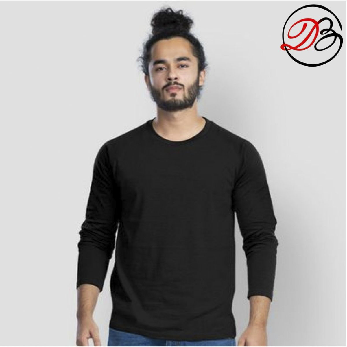 Black solid color full sleeve T-Shirt 