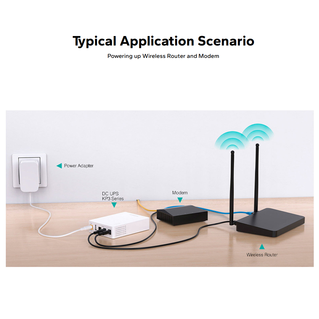 MARSRIVA KP3 EC 8400mAh Smart Mini Router DC UPS 18Watt max output with 3 DC output and 1 USB Output (Adapter not Included). 