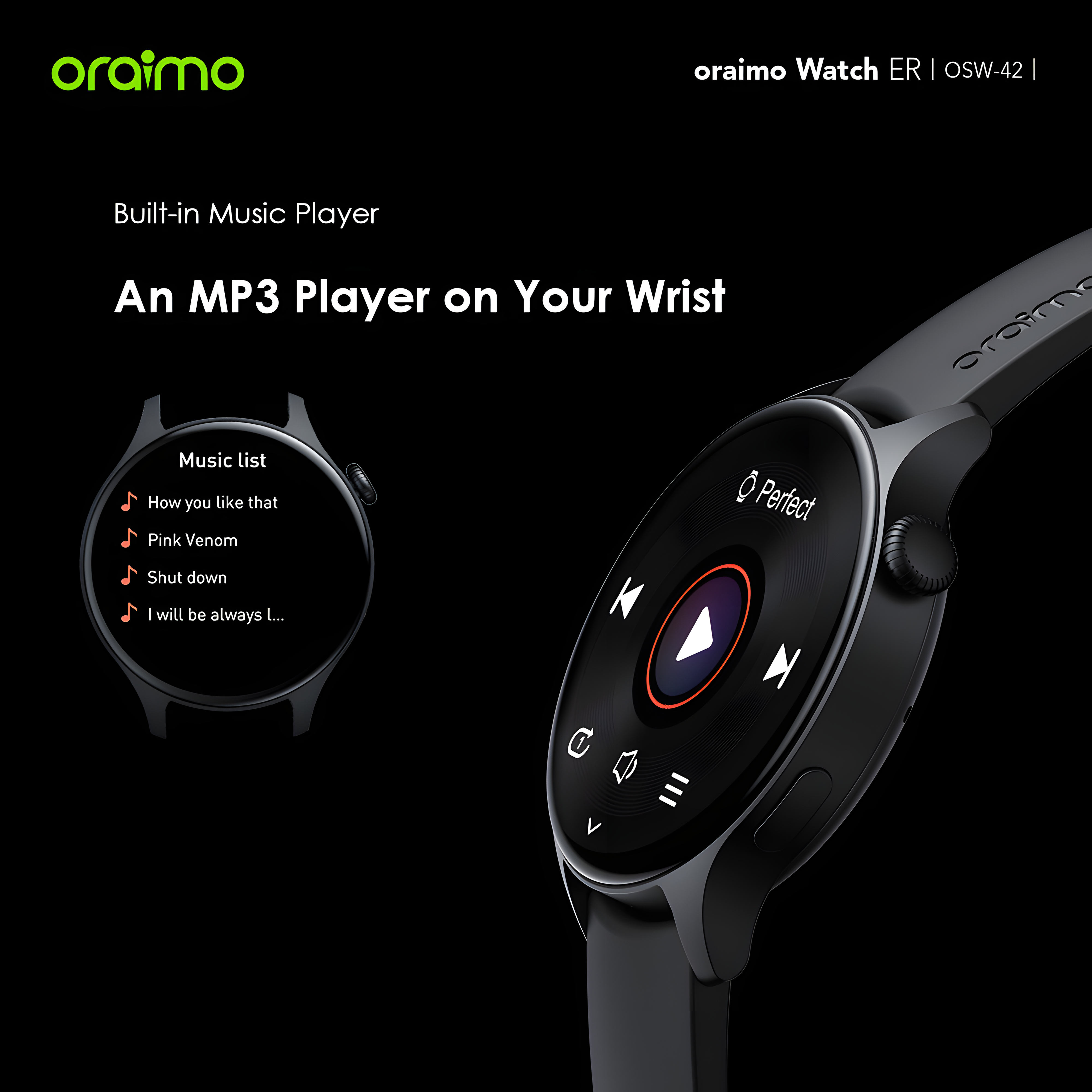 Oraimo Watch ER 1.43” AMOLED IP68 Smart Watch(OSW-42). 
