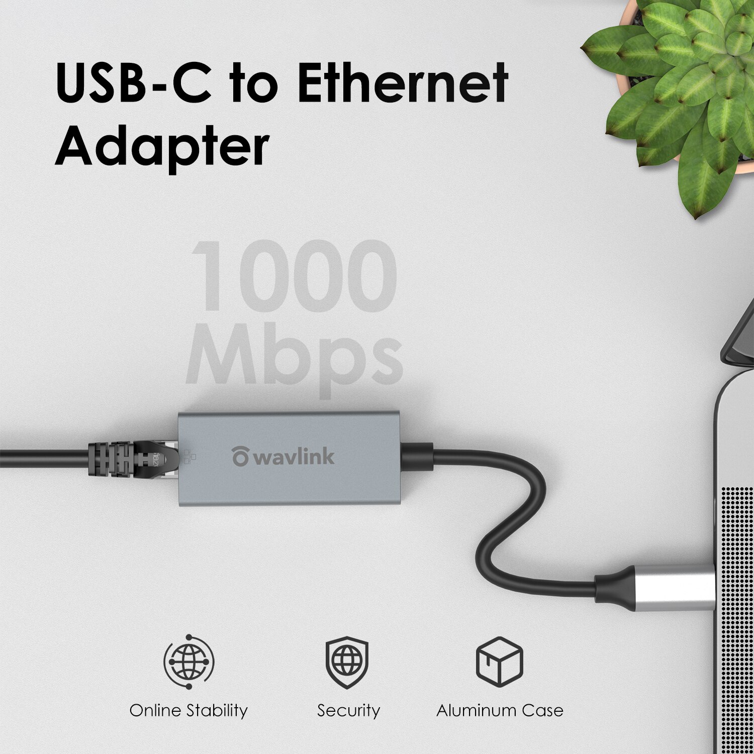 【VisioN Shop】Wavlink USB 3.1 to Gigabit Ethernet Adapter USB C to Adapter LAN Converter 10/100/1000Mbps For. 