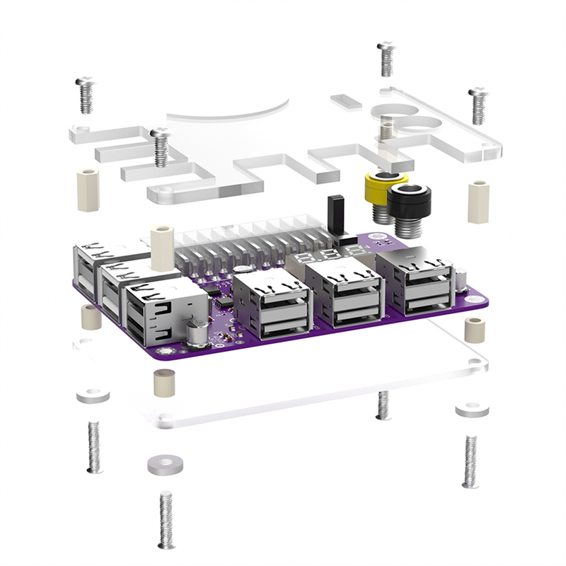 Power Adapter Connector Power Supply Breakout Board High Quality ATX 24Pin Power Module Adapter with 12 Port USB 2.0 and QC 2.0/ 3.0 and 12V Output. 