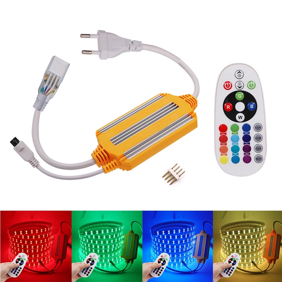 1500W Waterproof LED RGB Controller With 24 Keys IR Remote for 2835 5050 RGB LED Tape or Neon Light EU Plug. 