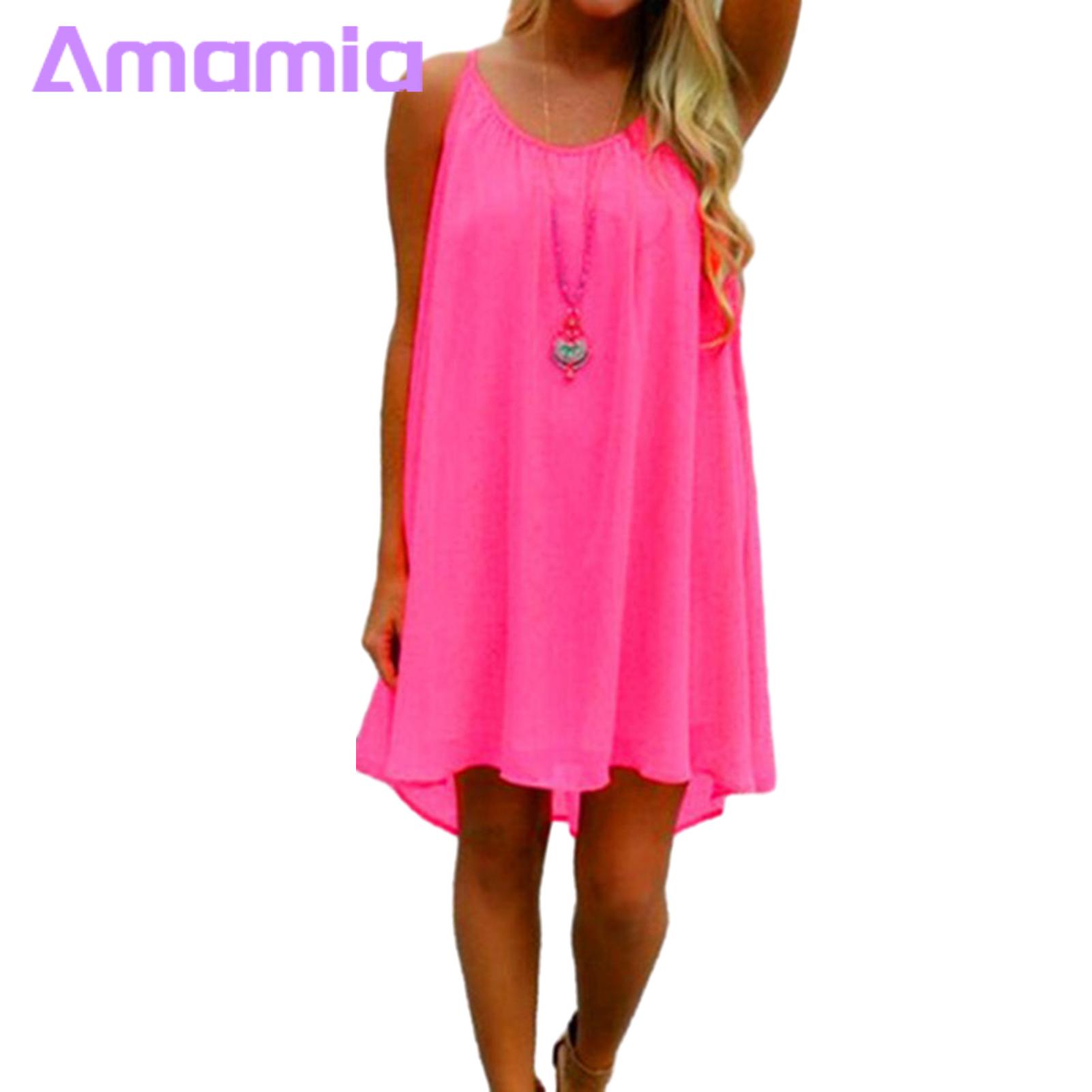 Amamia Summer Dress Sleeveless Summer Suspenders Beach Short Dress