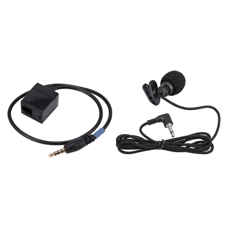 Clip-on Lapel 3.5mm Jack Condenser Mic with 3.5mm Male Jack to RJ9 4P4C Female Adapter Converter Extension Cable Wire