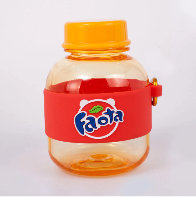 Mini Plastic Water Bottles Cute Kid Soda Water Bottle with Portable Rope Steel Student Girls Aerated Drink Bottles. 