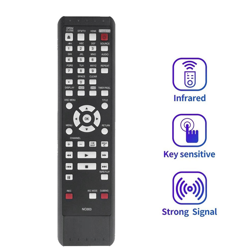 NC003UD NC003 Replacement Remote for Magnavox HDD DVD Recorder MDR535H/F7 MDR557H MDR515H MDR515H/F7 MDR557H/F7. 