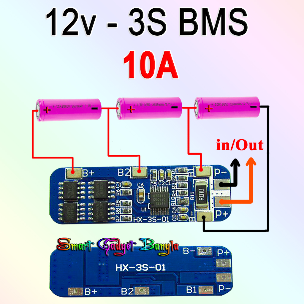 3S 12V 18650 10A BMS Charger Li-ion Lithium Battery Protection Board. 
