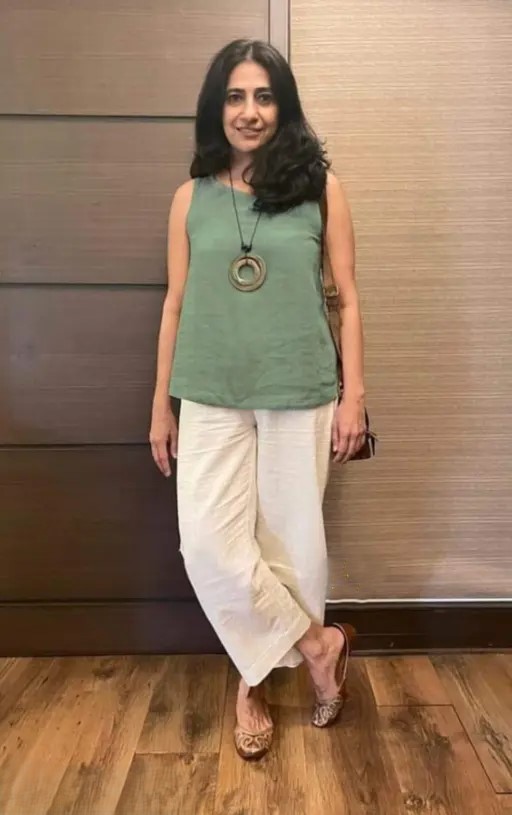 Ladies Soft Fabrics Cotton Flex Top with Cotton Slob Palazzo Pant Duo Twist Top Pant Set [2p]. 