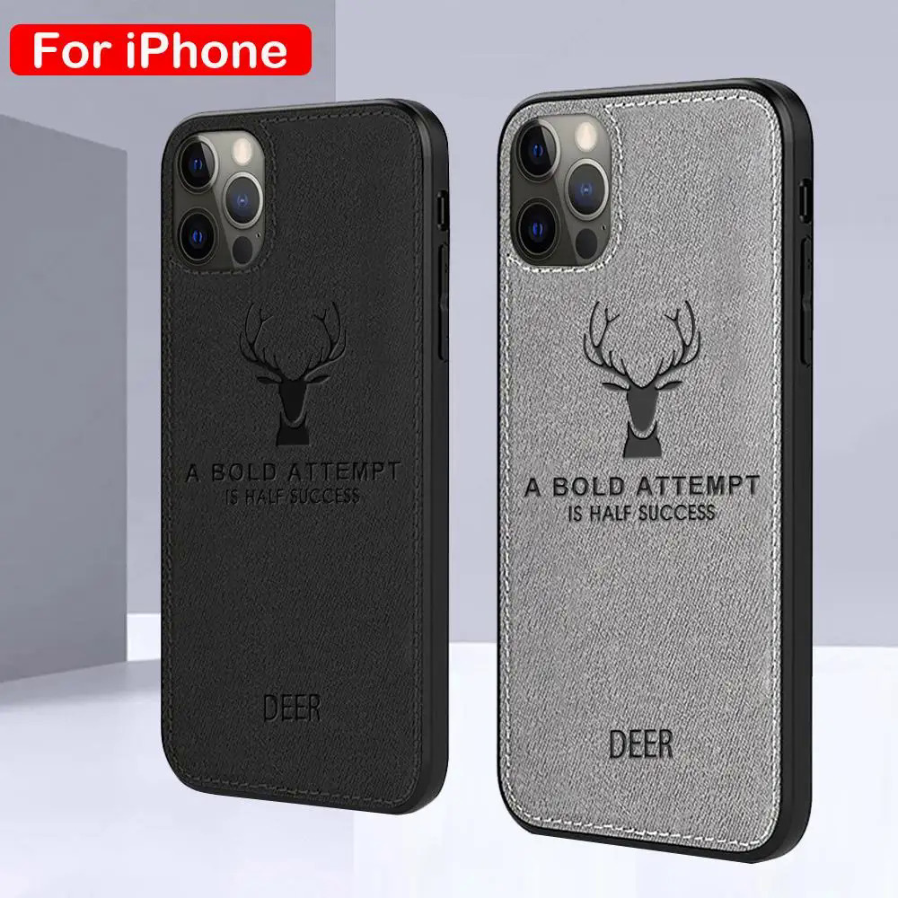 For iPhone 12 11 pro Max elk cloth phone case for iPhone XR 12 pro 11pro XS Max X shockproof Funda for iphone12 pro back cases. 