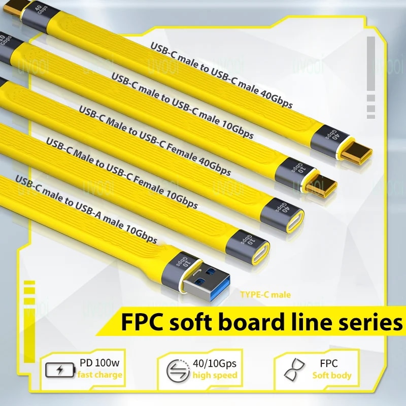 USB 4 Thunder-bolt 3 Data Cable USB C to Type C PD 100W 5A Fast Charging Cable 4K@60Hz 40Gbps Data Wire for Laptop Cell Phone