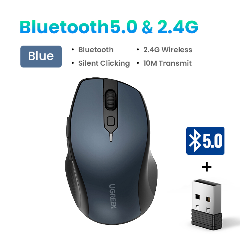 UGREEN 2.4G Bluetooth Wireless Mouse Silent Computer Mouse with USB