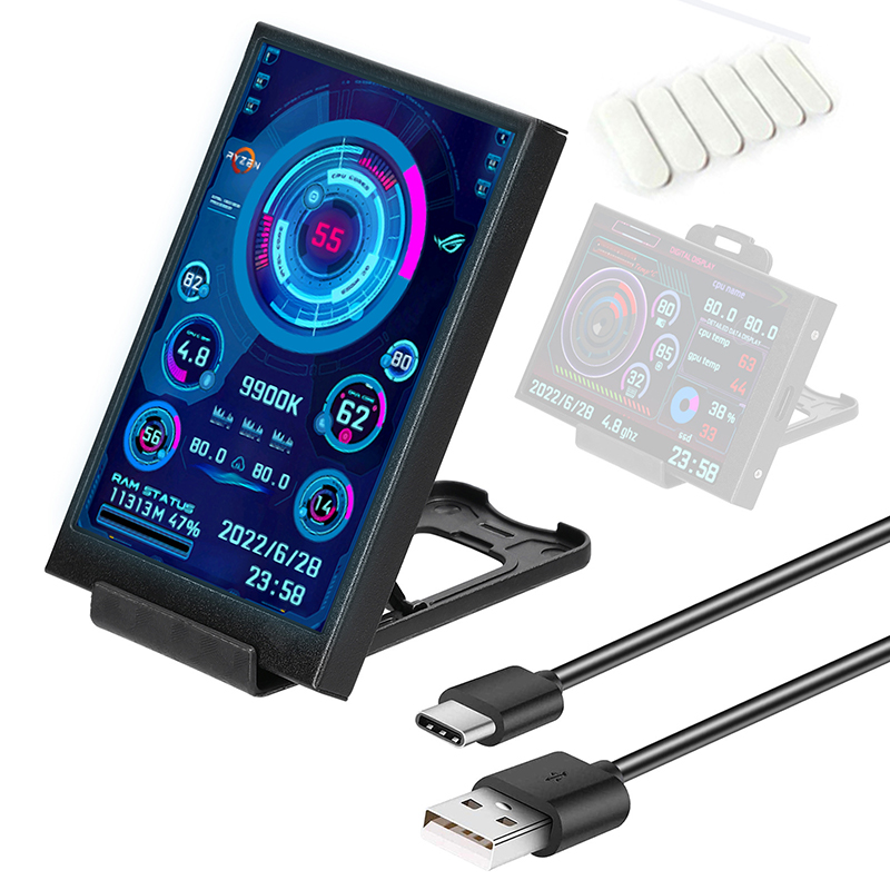 New 3.5 Inch IPS TYPE-C Secondary Screen Computer CPU GPU RAM HDD MonitorUSB Display For Freely AIDA64