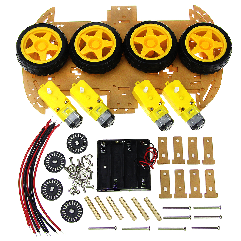 4WD Smart Robot Car Chassis 4WD Kit Multi-Functional 4WD Smart Robot Car Double Layer Acrylic Chassis Plate 26cm Kit Without Battery Holder For Arduinos Uno R3 Electronics Circuitry & Parts. 