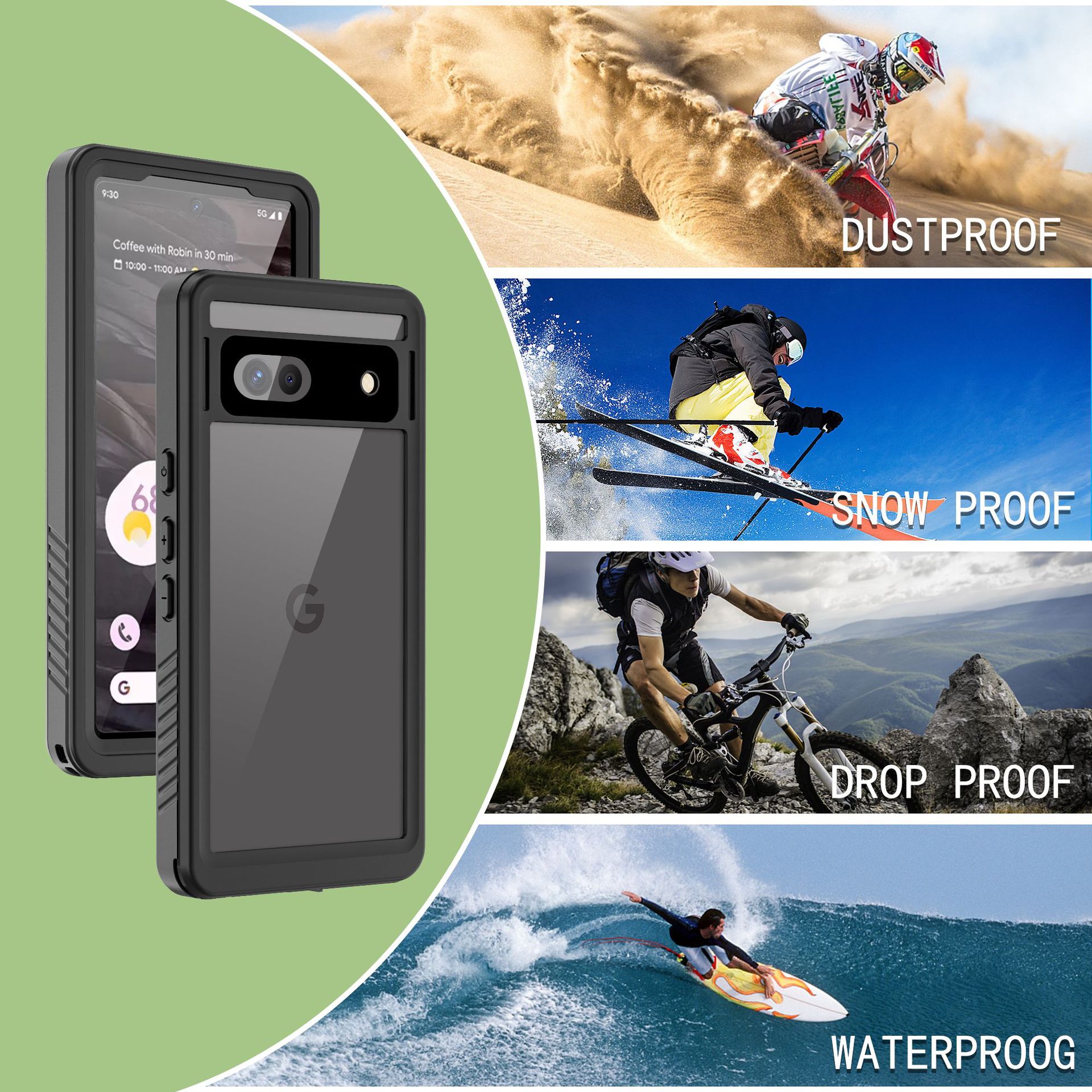 Red Chilli Applicable to Google pixel 7A Waterproof Case Outdoor Google 6A Diving Swimming Drop-Resistant Protective Cover All-Inclusive. 