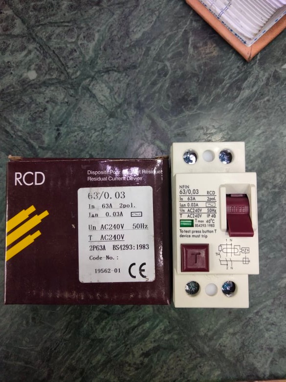RCD 2P-63A Residual Current Circuit Breaker 30mA 230V. 