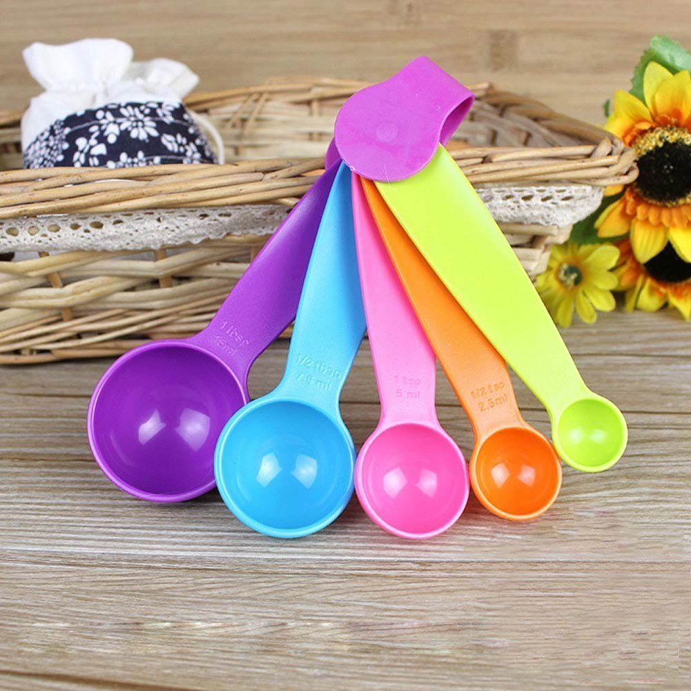 Plastic Measuring Cup And Spoon Set Of 10-Piece (Colorful) - Weight Machine. 