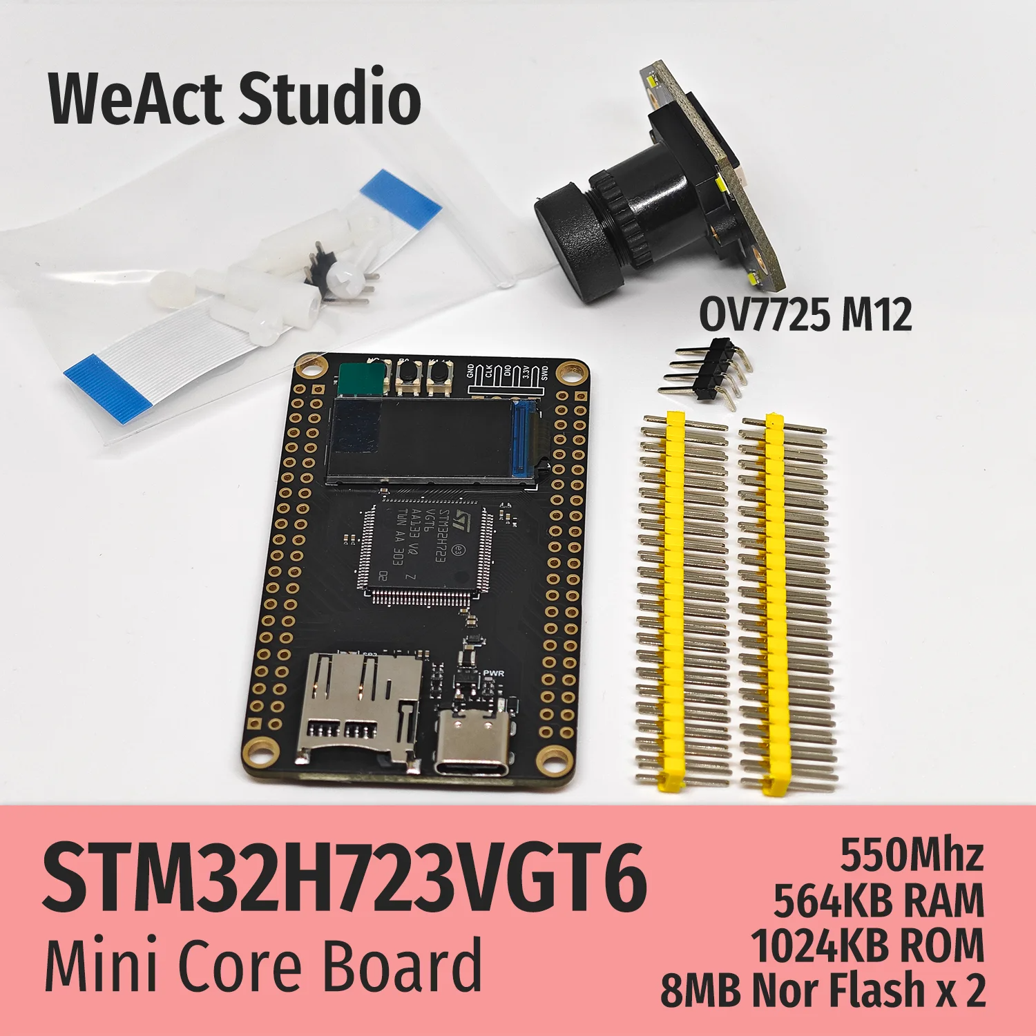 WeAct STM32H723VGT6 STM32H723 STM32H7 STM32 Core Board Demo Board. 