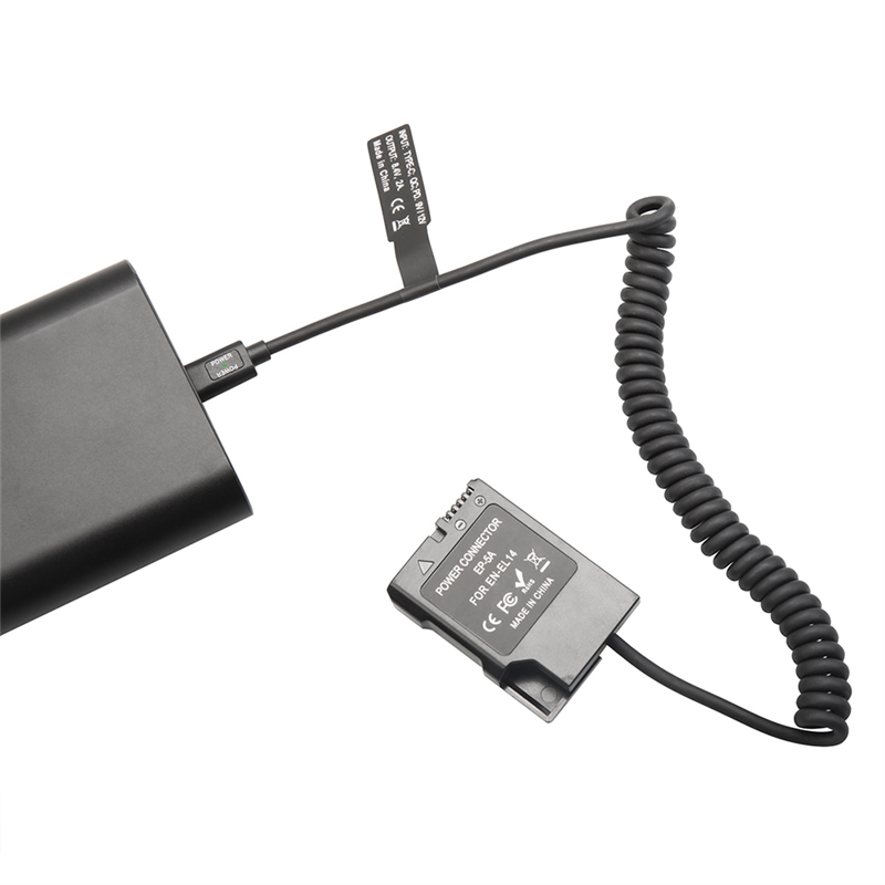 EL14 Dummy Coupler Battery Type-C Spring Cable for Nikon D3100 D3500 D5100 D5200 D5300 D5600 P7000 P7100 P7700 P7800 Replacement Accessories. 