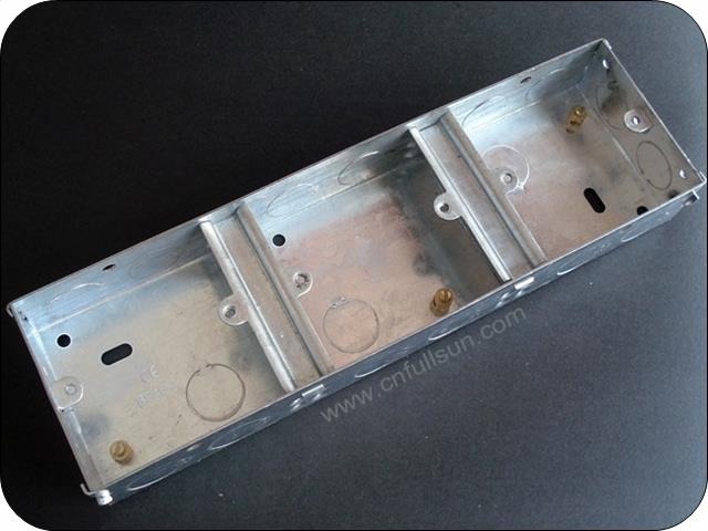Three Gang Steel Junction Box For Electrical Wiring Square Edge Yellow Metal Wall Switch Back 3 Part 3Gang. 