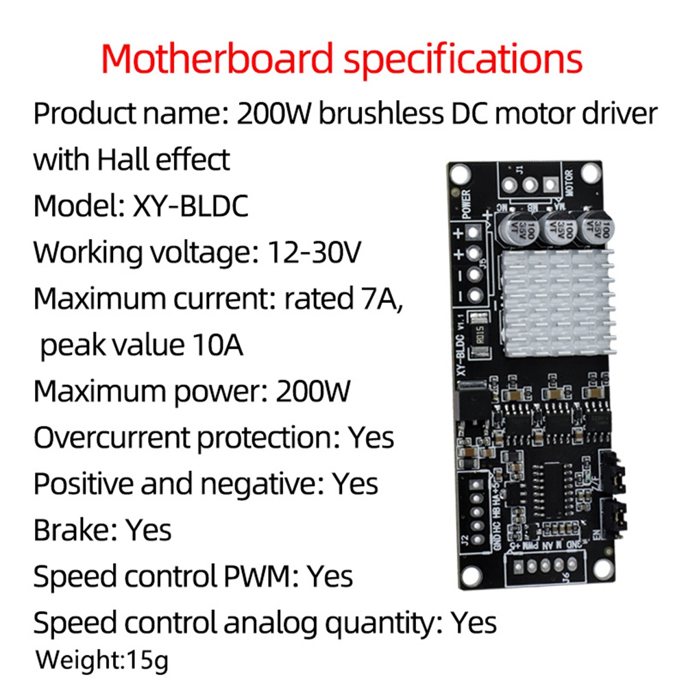 DC12-30V 200W BLDC Three Phase DC Brushless Motor Controller. 