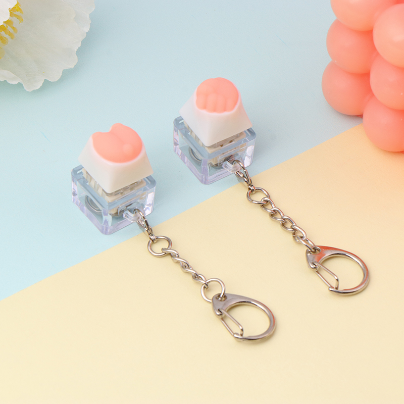 Creative Pink Cat Claw Keycap LED Mechanical Keyboard Keychain Backpack Pendant Mystic. 