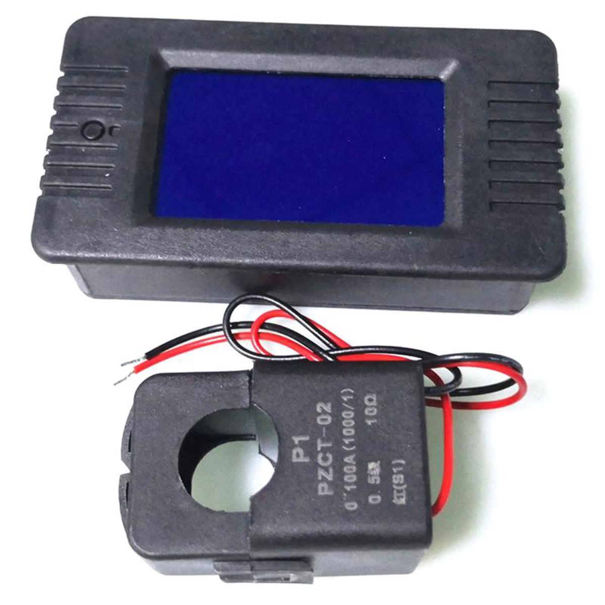 Newest 6In1 220V 100A Single Phase Digital Panel Ampermeter Volt Watt Kwh Power Factor Meter With Split Ct