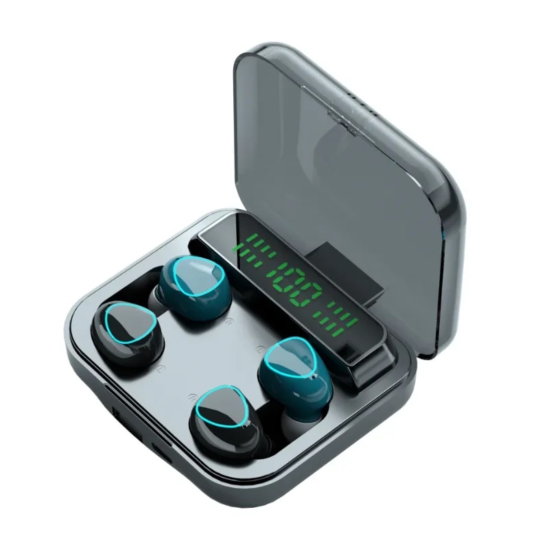 TWS 4 in 1 M22 Two Pairs Mini Dual Multi-point Pairing Earphones Noise Reduction Bluetooth Wireless Earbuds with Charging Box. 