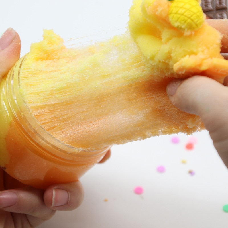 Slime Toy Fruits Chocolate Cotton Mud Puff Slime Scented Stress Reliever Fidget Toys Beautiful Slime Modeling Clay Toy 100ml. 