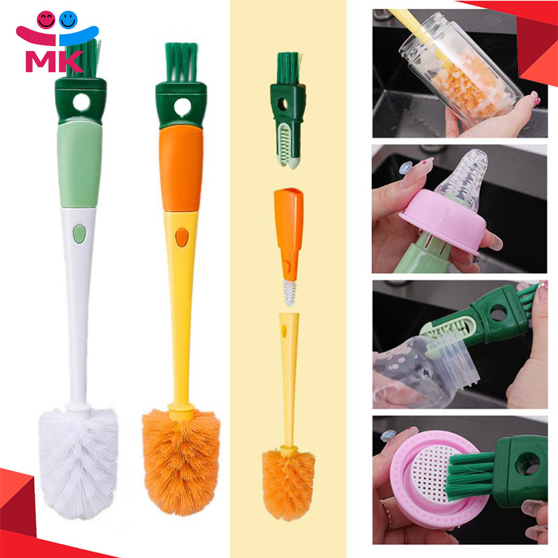 4 In 1 Multifunctional Cleaning Brush Long Handle Household Upgrade Cup Brush Creative Carrot Cup Cleaning Brush Baby Bottle Nipple Brush Cleaning Tools