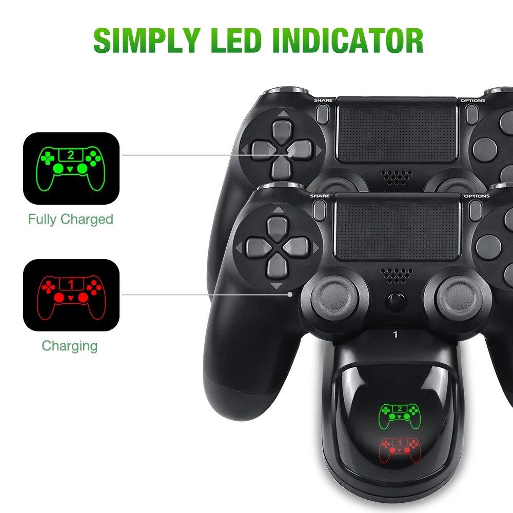 Dual Controller Charger For PS4 Slim Pro USB Fast Charging Dock Station with LED Indicator For Playstation 4 Dualshock 4 Gamepad. 