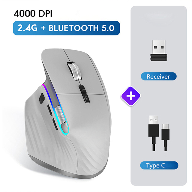 VICTSING M10 2.4G/Bluetooth Wireless Mouse Rechargeable Office business 2.4G Wireless Ergonomic Mouse 4000DPI For PC Laptop. 