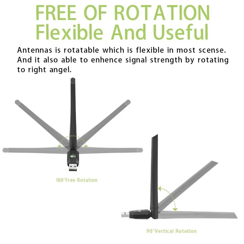 600Mbps USB WiFi Bluetooth 5.0 Adapter 2.4G 5GHz Wi-Fi Antenna Dual Band 802.11ac Mini Wireless Computer Network Card Receiver. 
