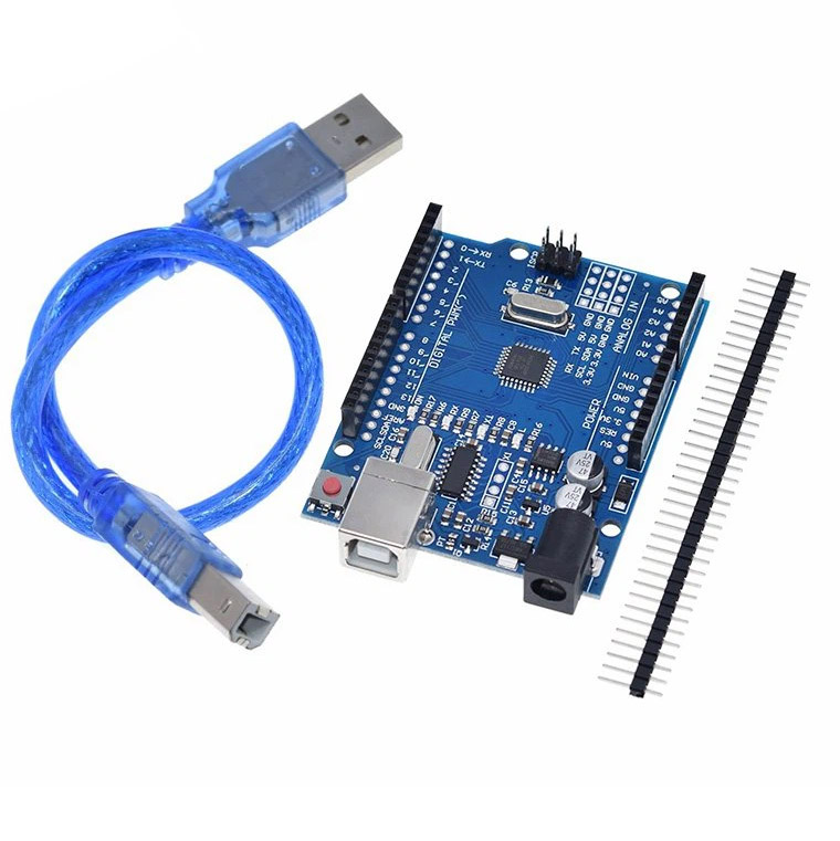 Arduino UNO R3 ATMEGA328P Chip CH340G Development Board with Data Cable and Rail. 