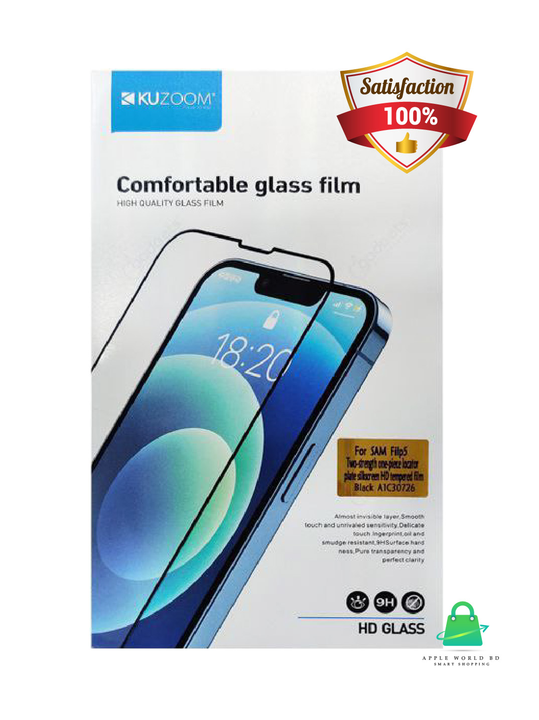 KUZOOM 3D Screen Protector for iPhone Anti-Scratch Full Coverage Glass with HD Clarity for Enhanced Viewing. 