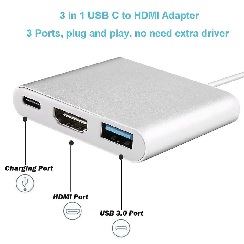 Type-C Adapter Cable Converter for Apple USB-C Digital AV Multiport Adapter MJ1K2AM/A HDMI and USB  FW3. 