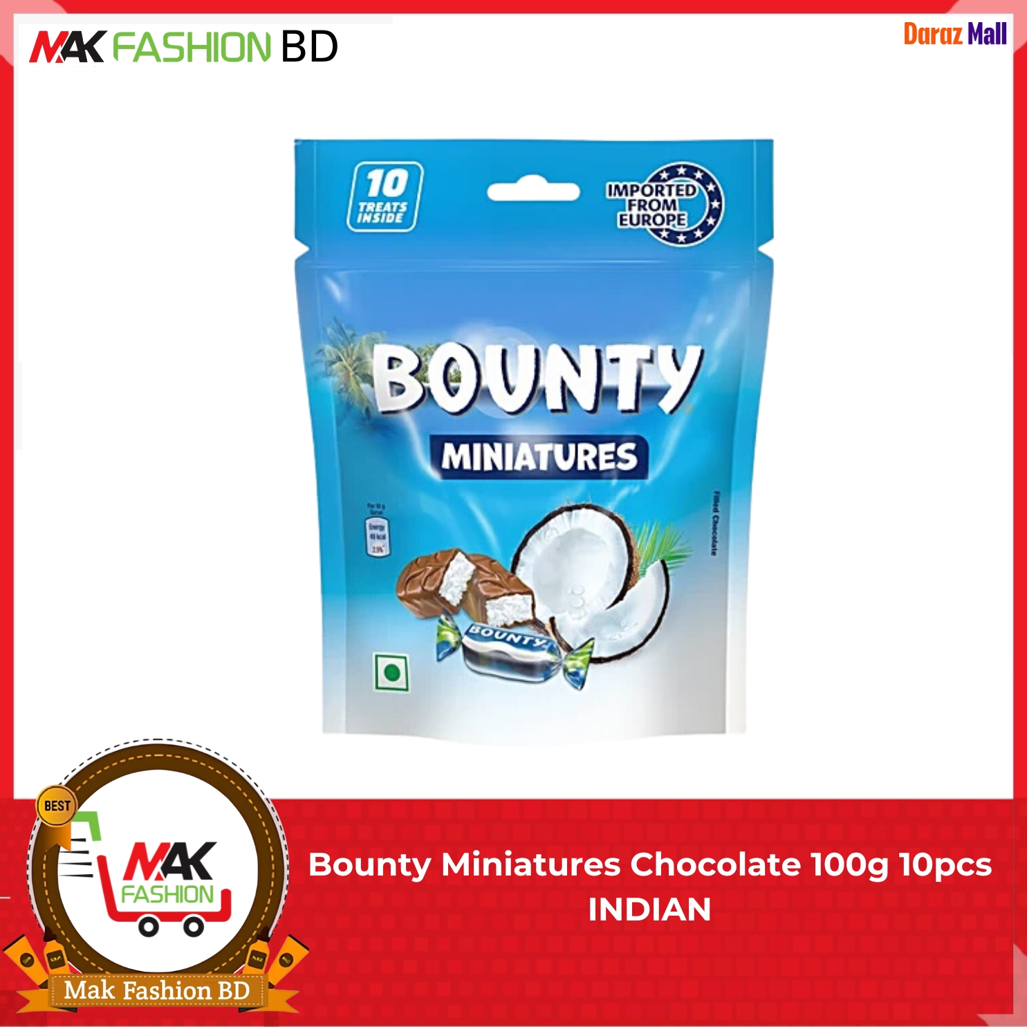 Bounty Miniatures Chocolate 100g 10pcs INDIAN