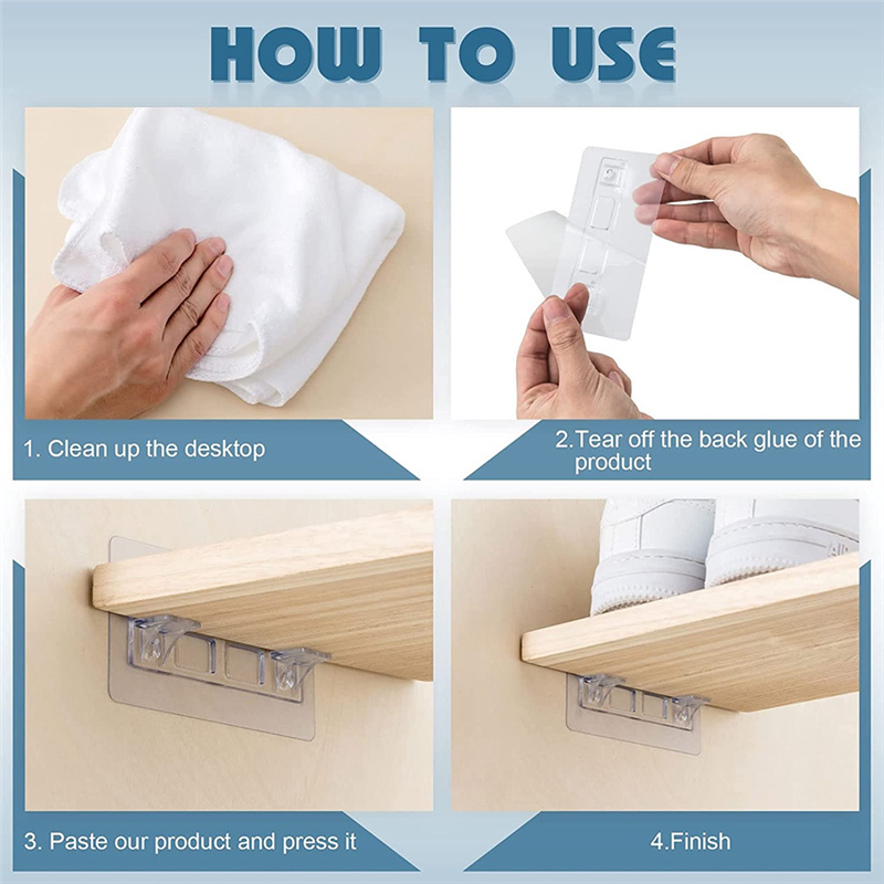 20PCS No Drill Adhesive Shelf Bracket Clear Shelf Pins for Cabinet Shelves Shelf Clips. 