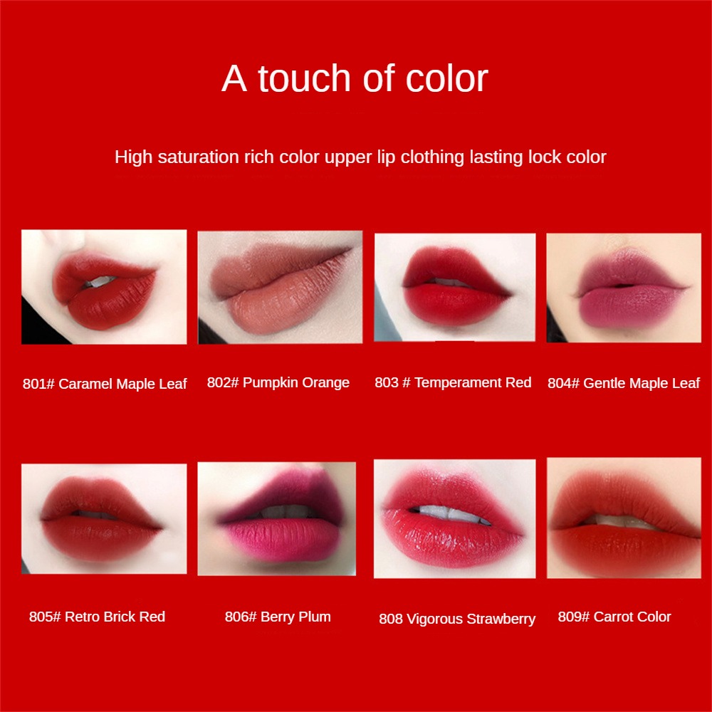 Frank Color Soft Velvet Lip Glaze Eight-piece Set Lipstick Long Lasting Moisturizing Waterproof Not Easy To Fade Not Easy To Dry Out Student Lip Gloss. 