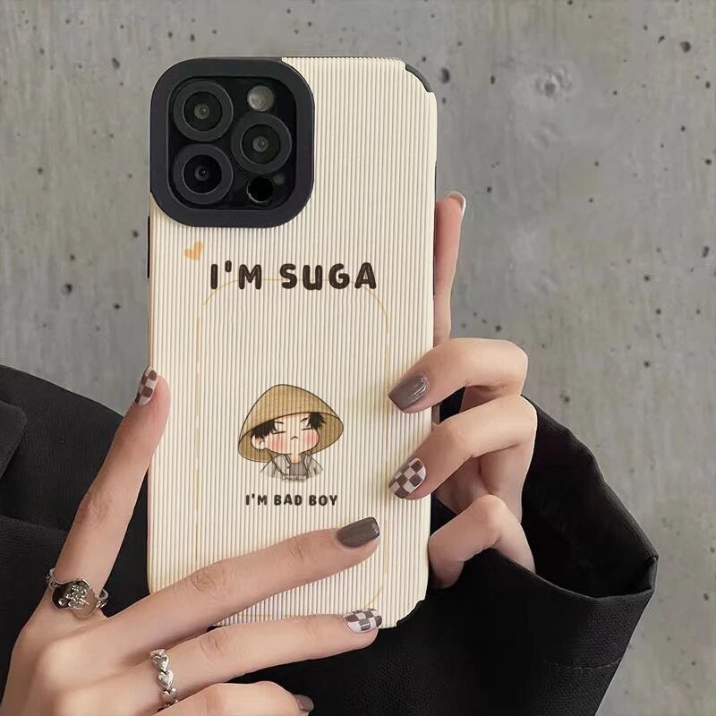 Cute Cartoon Kpop Bad Boy Suga Phone Case for IPhone 15 14 12 11 13 Pro Max 14 Mini 7 8 Plus X XS Max XR D Day Soft Back Cover