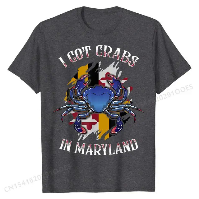 I Got Crabs In Maryland Day Blue Crab T-Shirt Cotton Casual Tops Shirts Slim Fit Men T Shirt. 