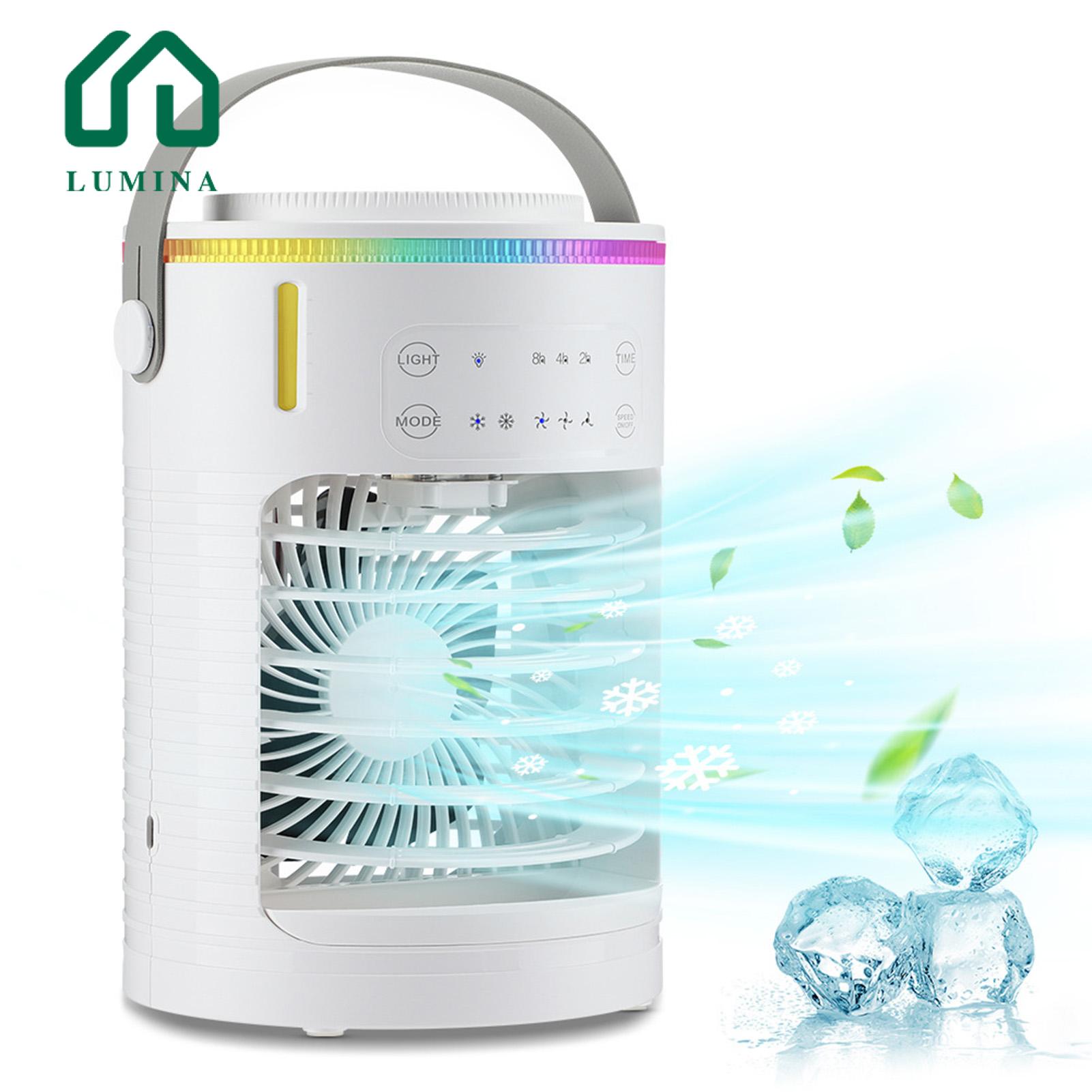 Lumina Air Cooler Fan Portable Air Conditioner Fan Humidifier with 2 Spray Modes 3 Speed Settings 600ml Tank Design Personal Ac Air Cooler with Light in Asia Table Fan. 