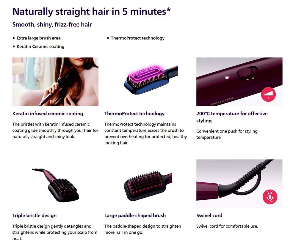 Philips BHH730/00 Heated straightening brush Price in Bangladesh - ShopZ BD