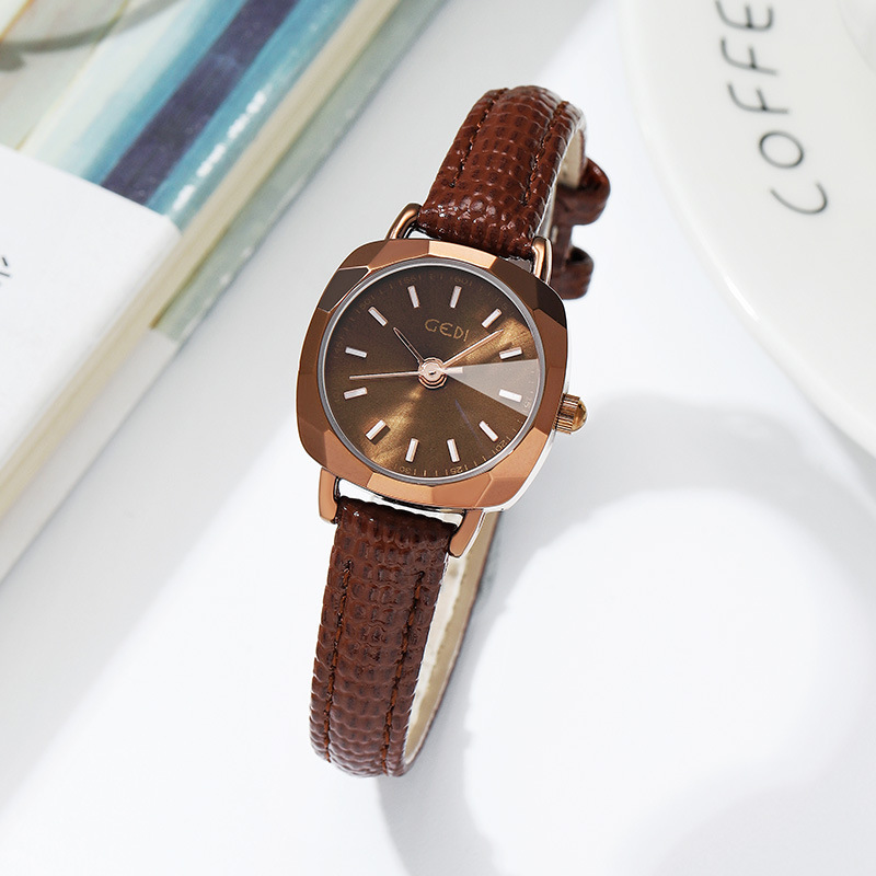 New GEDI Gedi Watch Ladies Small Square Watch Student Retro Temperament Small Kit Niche Belt Quartz Watch
