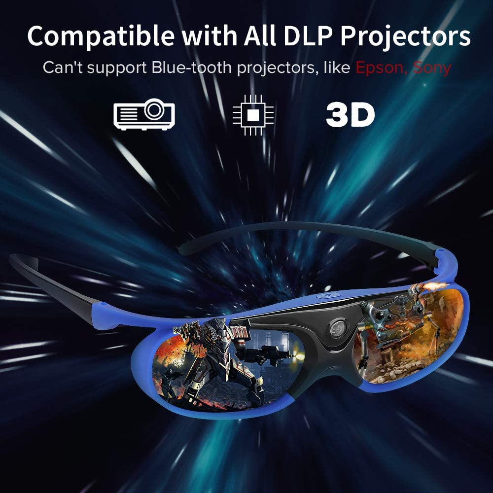 Active Shutter 96-144HZ Rechargeable 3D Glasses For BenQ Acer X118H P1502 X1123H H6517ABD H6510BD Optoma JmGo V8 XGIMI Projector. 